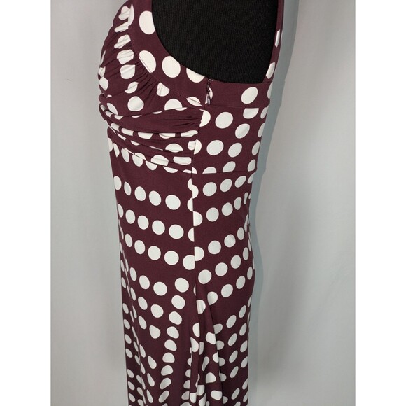 White House Black Market Dress 4 Women's Maroon Polka Dot A Line Jersey Twist - Picture 6 of 10